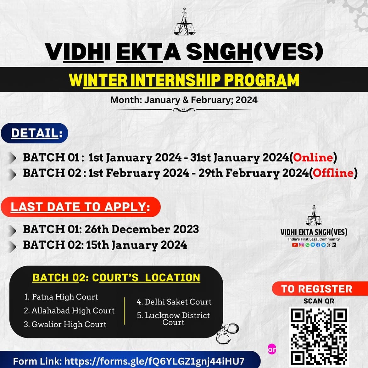 Namaskar VES Family, I hope you are all well. ❄️ Following the success of our internship in July